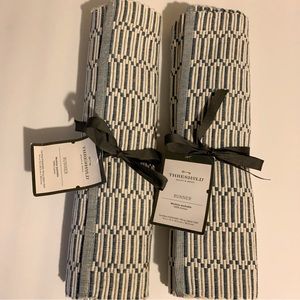 2 Threshold '72 X 14 Cotton Modern Ribbed Table Runner Blue.